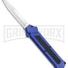 AKC F-16 Blue D/A OTF Automatic Knife - Bayo Satin Plain -Akc Sales Store AKC F 16 Blue DA OTF Bayo Satin Plain BP 23856 jr large