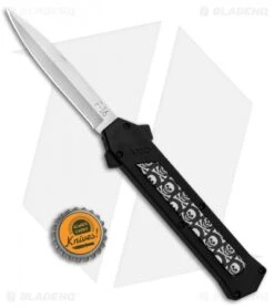 AKC F-16 D/A Bayonet OTF Automatic Knife Skulls (3.3" Satin) -Akc Sales Store AKC F 16 DA Bayo OTF Auto Skulls Satin BHQ 84593 jr bottlecap
