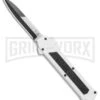AKC F-16 White D/A OTF Automatic Knife - Bayo Two Tone Plain -Akc Sales Store AKC F 16 DA Bayo OTF Auto White TT BHQ 114660 jr large