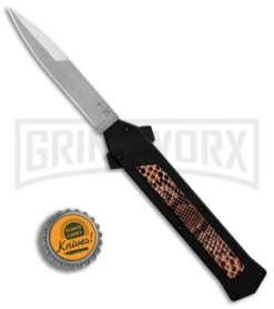 AKC F-16 Snake Skin D/A OTF Automatic Knife - Bayo Satin Plain -Akc Sales Store AKC F 16 DA Bayonet Snake Skin Satin BHQ 78292 er bottlecap large