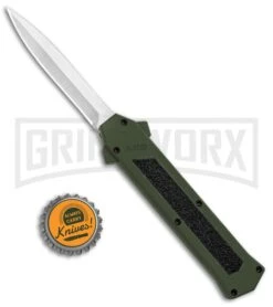 AKC F-16 Green D/A OTF Automatic Knife - Dagger Satin Plain -Akc Sales Store AKC F 16 DA Dagger OTF Auto Green Satin BHQ 91965 jr bottlecap large