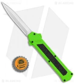 AKC F-16 D/A Dagger OTF Automatic Knife Neon Green (3.3" Satin) -Akc Sales Store AKC F 16 DA Dagger OTF Auto Neon Green Satin BHQ 113380 jr bottlecap