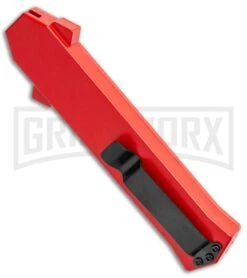 AKC F-16 Red D/A Dagger OTF Automatic Knife - Dagger Two Tone Plain -Akc Sales Store AKC F 16 DA Dagger OTF Auto Red TT BHQ 112389 jr side large