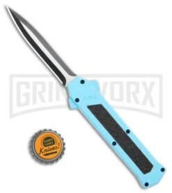 AKC F-16 Teal D/A OTF Automatic Knife - Dagger Two Tone Plain -Akc Sales Store AKC F 16 DA Dagger OTF Auto Teal TT BHQ 109160 jr bottlecap large