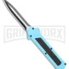 AKC F-16 Teal D/A OTF Automatic Knife - Dagger Two Tone Plain -Akc Sales Store AKC F 16 DA Dagger OTF Auto Teal TT BHQ 109160 jr large