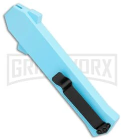 AKC F-16 Teal D/A OTF Automatic Knife - Dagger Two Tone Plain -Akc Sales Store AKC F 16 DA Dagger OTF Auto Teal TT BHQ 109160 jr side large