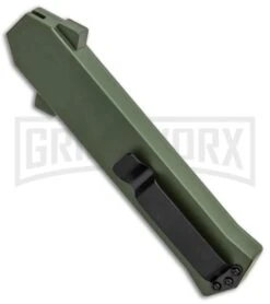 AKC F-16 Green D/A OTF Automatic Knife - Dagger Black Plain -Akc Sales Store AKC F 16 Green DA OTF Auto Dagger Black Plain GX 33106 jr side large