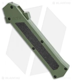 AKC F-16 D/A Bayonet OTF Automatic Knife OD Green Aluminum (3.3" Two Tone) -Akc Sales Store AKC F 16 OD Green D A OTF Automatic Knife Bayo Two TonePlain GX 35588 LS Spine