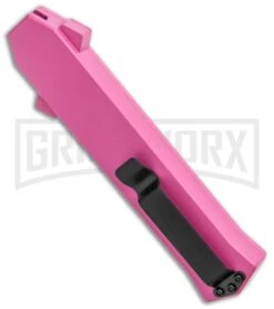 AKC F-16 Pink D/A OTF Automatic Knife - Dagger Satin Plain -Akc Sales Store AKC F 16 Pink DA OTF Auto Dagger Satin GX 37627 jr side large