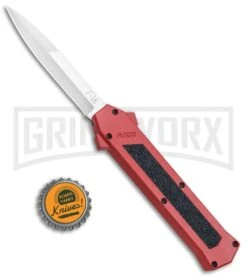 AKC F-16 Red D/A OTF Automatic Knife - Bayo Satin Plain -Akc Sales Store AKC F 16 Red DA OTF Bayo Satin Plain BP 23854 jr bottlecap large
