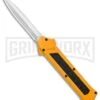 AKC F-16 Yellow D/A OTF Automatic Knife - Dagger Satin Plain -Akc Sales Store AKC F 16 Yellow DA OTF Auto Dagger Satin GX 37626 jr large