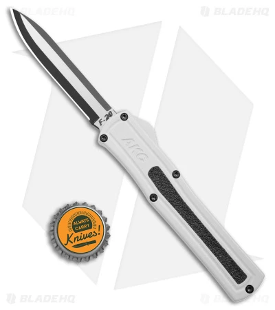 AKC F-20 D/A Drop Point OTF Automatic Knife White Aluminum (3.6" Two Tone) 6 AKC F-20 D/A Drop Point OTF Automatic Knife White Aluminum (3.6" Two Tone) - Image 4