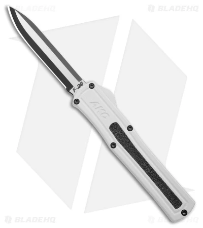 AKC F-20 D/A Drop Point OTF Automatic Knife White Aluminum (3.6" Two Tone) 3 AKC F-20 D/A Drop Point OTF Automatic Knife White Aluminum (3.6" Two Tone)