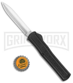 AKC F-20 Black D/A OTF Automatic Knife - Satin Dagger Plain -Akc Sales Store AKC F 20 DA Dagger OTF Auto Black Satin BHQ 141074 jr bottlecap 2 large