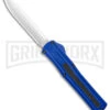 AKC F-20 Blue D/A OTF Automatic Knife - Spear Point Satin Plain -Akc Sales Store AKC F 20 DA Dagger OTF Auto Blue Satin BHQ 140833 jr large