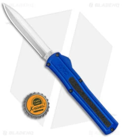 AKC F-20 D/A Dagger OTF Automatic Knife Blue Aluminum (3.6" Satin) -Akc Sales Store AKC F 20 DA Dagger OTF Auto Blue Satin BHQ 141098 jr bottlecap 2