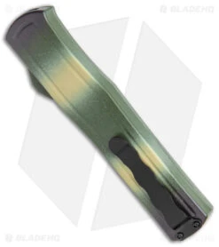 AKC F-20 D/A Dagger OTF Automatic Knife Green Camo Aluminum (3.6" Satin) -Akc Sales Store AKC F 20 DA Dagger OTF Auto Camo Satin BHQ 140488 jr side