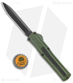 AKC F-20 D/A OTF Automatic Knife Green Aluminum (3.6" Black) -Akc Sales Store AKC F 20 DA Dagger OTF Auto OD Green Black BHQ 140846 jr bottlecap