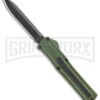 AKC F-20 Green D/A OTF Automatic Knife - Black Plain -Akc Sales Store AKC F 20 DA Dagger OTF Auto OD Green Black BHQ 140846 jr large