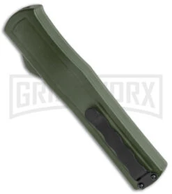 AKC F-20 Green D/A OTF Automatic Knife - Black Plain -Akc Sales Store AKC F 20 DA Dagger OTF Auto OD Green Black BHQ 140846 jr side large