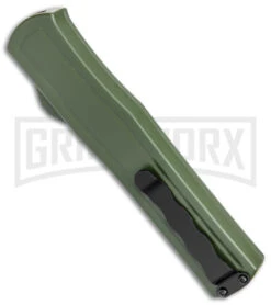 AKC F-20 OD Green Aluminum D/A OTF Automatic Knife - Dagger Black Plain -Akc Sales Store AKC F 20 DA Dagger OTF Auto OD Green Black BHQ 146285 jr side large