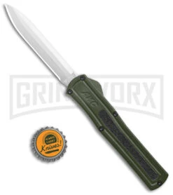 AKC F-20 OD Green D/A OTF Automatic Knife - Satin Plain -Akc Sales Store AKC F 20 DA Dagger OTF Auto OD Green Satin BHQ 140493 jr bottlecap large