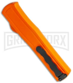 AKC F-20 Orange D/A OTF Drop Point Automatic Knife - Satin Plain -Akc Sales Store AKC F 20 DA Dagger OTF Auto Orange Satin BHQ 140491 jr side large
