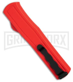 AKC F-20 Red Aluminum DBL Dagger OTF Automatic Knife - Satin Plain -Akc Sales Store AKC F 20 DA Dagger OTF Auto Red Aluminum Satin BHQ 179208 jr side large