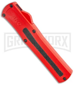 AKC F-20 Red D/A OTF Automatic Knife - Satin Plain -Akc Sales Store AKC F 20 DA Dagger OTF Auto Red Satin BHQ 140483 jr spine large