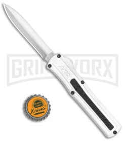 AKC F-20 White D/A OTF Automatic Knife - Dagger Satin Plain -Akc Sales Store AKC F 20 DA Dagger OTF Auto White Satin BHQ 141065 jr bottlecap 2 large