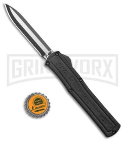 AKC F-20 D/A Black Aluminum OTF Automatic Knife - Two Tone Plain -Akc Sales Store AKC F 20 DA OTF Auto Black Aluminum TT BHQ 178591 jr bottlecap large