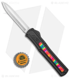 AKC F-20 D/A Dagger OTF Automatic Knife /w Tie Dye Inlay (3.5" Satin) -Akc Sales Store AKC F 20 DA SP OTF Auto Black Tie Dye Inlay Satin BHQ 152893 jr bottlecap