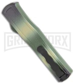 AKC F-20 Camo D/A OTF Automatic Knife - Spear Point Satin Plain -Akc Sales Store AKC F 20 DA SP OTF Auto Camo Satin BHQ 141095 jr side large