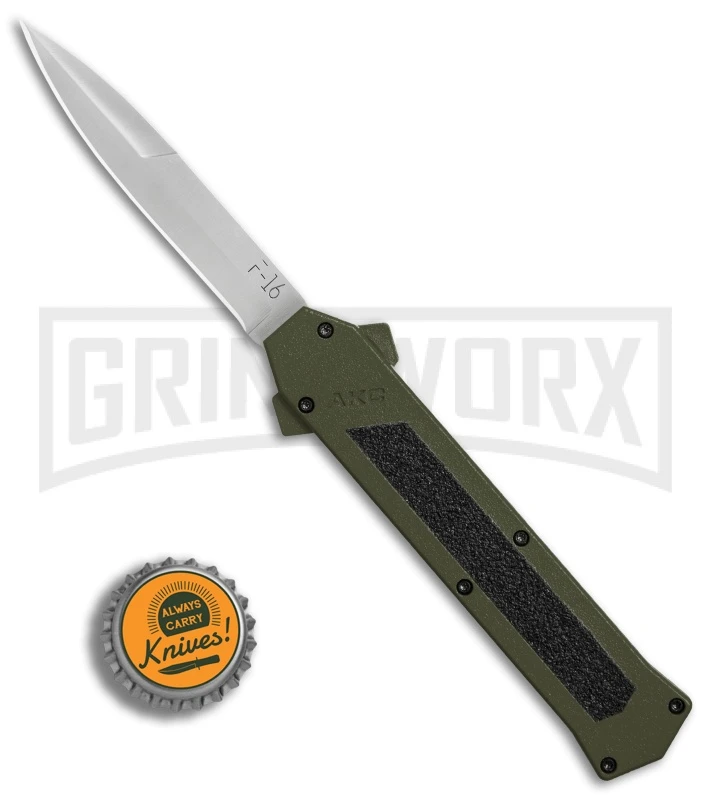 AKC F-16 OD Green D/A OTF Automatic Knife - Bayo Satin Plain 6 AKC F-16 OD Green D/A OTF Automatic Knife - Bayo Satin Plain - Image 4