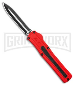 AKC F-20 D/A Dagger Dark Red Aluminum OTF Automatic Knife - Two Tone Plain