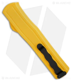 AKC F-20 D/A Drop Point OTF Automatic Knife Yellow (3.6" Satin) -Akc Sales Store AKC F30 DA Drop Point OTF AK Yellow 3in Satin BHQ 178601 td side