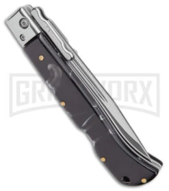 Italian Style 9" Roma Black Marbled Pearlex Auto Swinguard - Polished Plain -Akc Sales Store AKC Italian Style 9in Roma DP Auto Swinguard Black Marble Polished BHQ 175964 jr side large