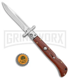 Italian Style 9" Roma Wood Automatic Swinguard - Polished Plain -Akc Sales Store AKC Italian Style 9in Roma DP Auto Swinguard Wood Polished BHQ 175961 jr bottlecap large