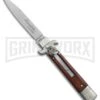 AKC 7.75" Bill DeShivs Leverletto Cocobolo Automatic Knife - Flat Grind -Akc Sales Store AKC Leverletto 7 75in cocobolo satin flat BHQ 75617 er large