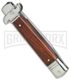 AKC 7.75" Bill DeShivs Leverletto Cocobolo Automatic Knife - Flat Grind -Akc Sales Store AKC Leverletto 7 75in cocobolo satin flat BHQ 75617 er side large