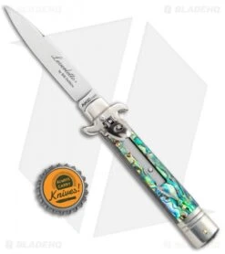 AKC Leverletto 7.75" Automatic Italian Stiletto Abalone (3.25" Satin Flat) -Akc Sales Store AKC Leverletto 7.75 Auto Italian Stiletto Abalone Satin Flat BHQ 104097 jr bottlecap