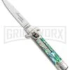 AKC 7.75" Leverletto Abalone Automatic Knife - Flat 2 AKC 7.75" Leverletto Abalone Automatic Knife - Flat -Akc Sales Store AKC Leverletto 7.75 Auto Italian Stiletto Abalone Satin Flat BHQ 104097 jr large