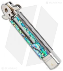 AKC Leverletto 7.75" Automatic Italian Stiletto Abalone (3.25" Satin Flat) -Akc Sales Store AKC Leverletto 7.75 Auto Italian Stiletto Abalone Satin Flat BHQ 104097 jr spine