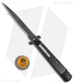 AKC Leverletto 9" Lever Lock Automatic Italian Knife Black (4" Black Flat) 9 AKC Leverletto 9" Lever Lock Automatic Italian Knife Black (4" Black Flat) -Akc Sales Store AKC Leverletto 9in LL Auto Italian Black Black BHQ 50877 jr bottlecap