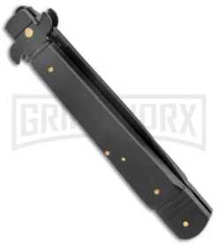 AKC 9" Tactical Leverletto Black Automatic Knife - Flat Grind -Akc Sales Store AKC Leverletto 9in LL Auto Italian Black Black BHQ 50877 jr side large