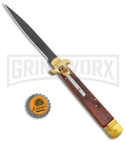 AKC 9" Leverletto Wood Brass Black Automatic Knife - Flat Grind 9 AKC 9" Leverletto Wood Brass Black Automatic Knife - Flat Grind -Akc Sales Store AKC Leverletto 9in LL Auto Italian Brass Wood Black BHQ 135093 jr bottlecap large