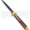 AKC 9" Leverletto Wood Brass Black Automatic Knife - Flat Grind 1 AKC 9" Leverletto Wood Brass Black Automatic Knife - Flat Grind -Akc Sales Store AKC Leverletto 9in LL Auto Italian Brass Wood Black BHQ 135093 jr large