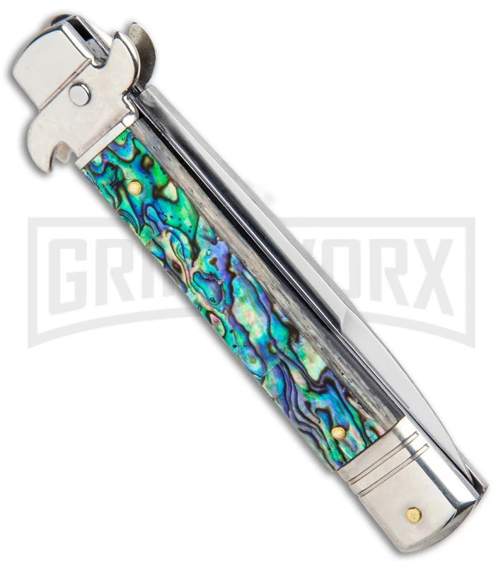 AKC 7.75" Leverletto Abalone Automatic Knife - Bayonet 5 AKC 7.75" Leverletto Abalone Automatic Knife - Bayonet - Image 3