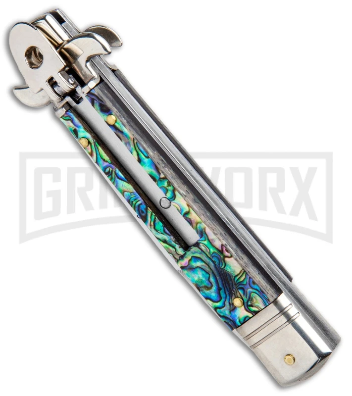 AKC 7.75" Leverletto Abalone Automatic Knife - Bayonet 4 AKC 7.75" Leverletto Abalone Automatic Knife - Bayonet - Image 2