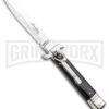 AKC 7.75" Leverletto Dark Horn Automatic Knife - Satin Bayonet 2 AKC 7.75" Leverletto Dark Horn Automatic Knife - Satin Bayonet -Akc Sales Store AKC Leverletto LL Auto Dark Horn Bayo GX 0299 jr large